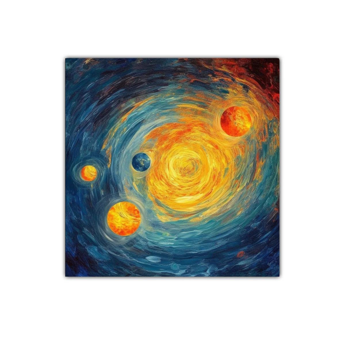 Galaxia vibrante con planetas iluminados y remolinos cósmicos — imagen principal