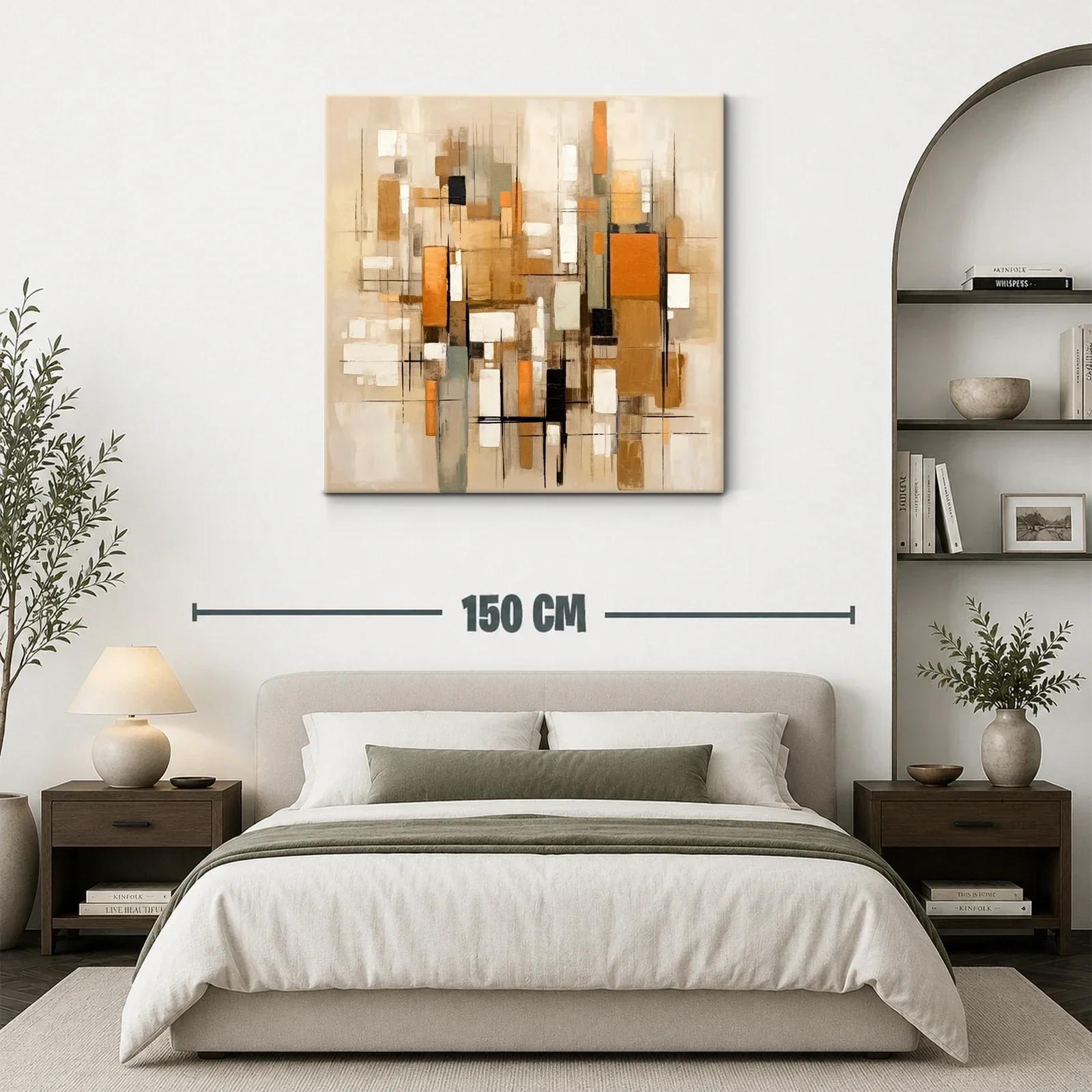 Cuadro abstracto con formas geométricas y tonos cálidos — miniatura 3