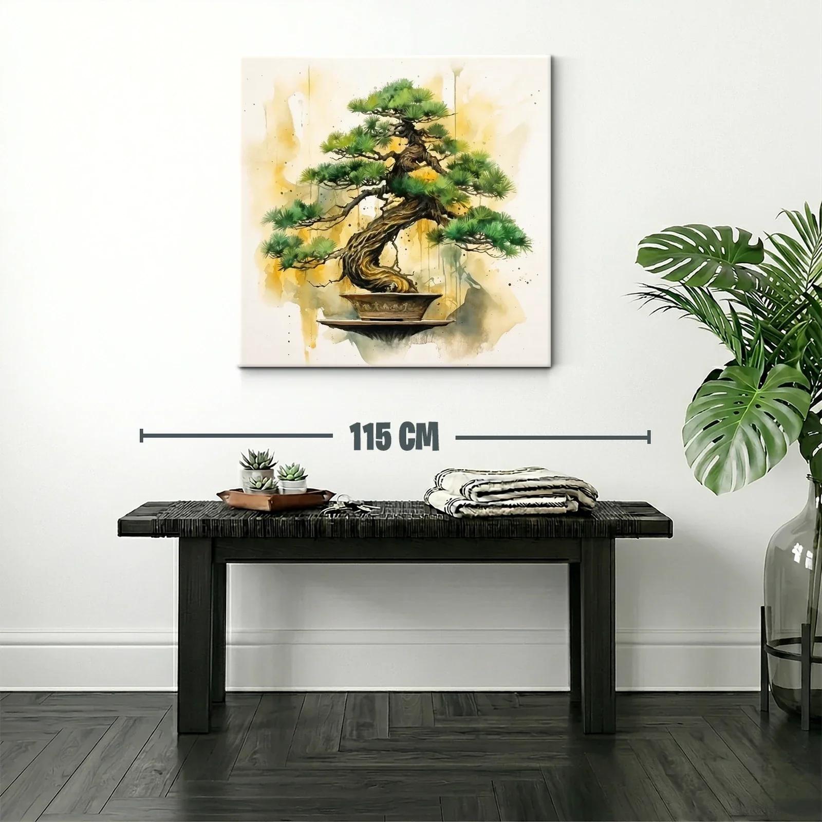 Cuadro con árbol bonsái y tonos cálidos que inspiran calma — miniatura 2