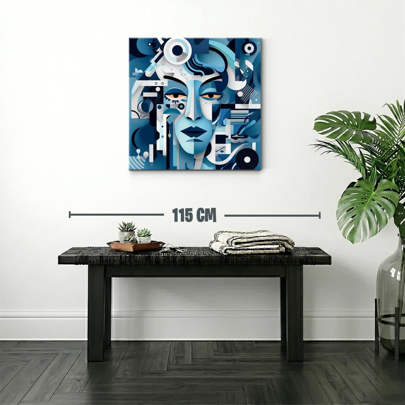 Rostro abstracto en tonos azules con estilo geométrico — miniatura 2