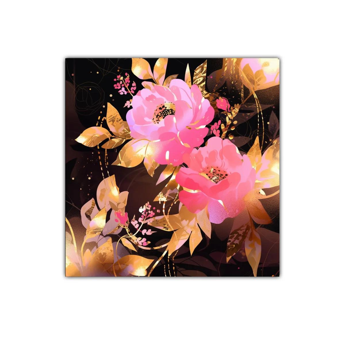 Elegancia floral en tonos dorados y rosas vibrantes — imagen principal