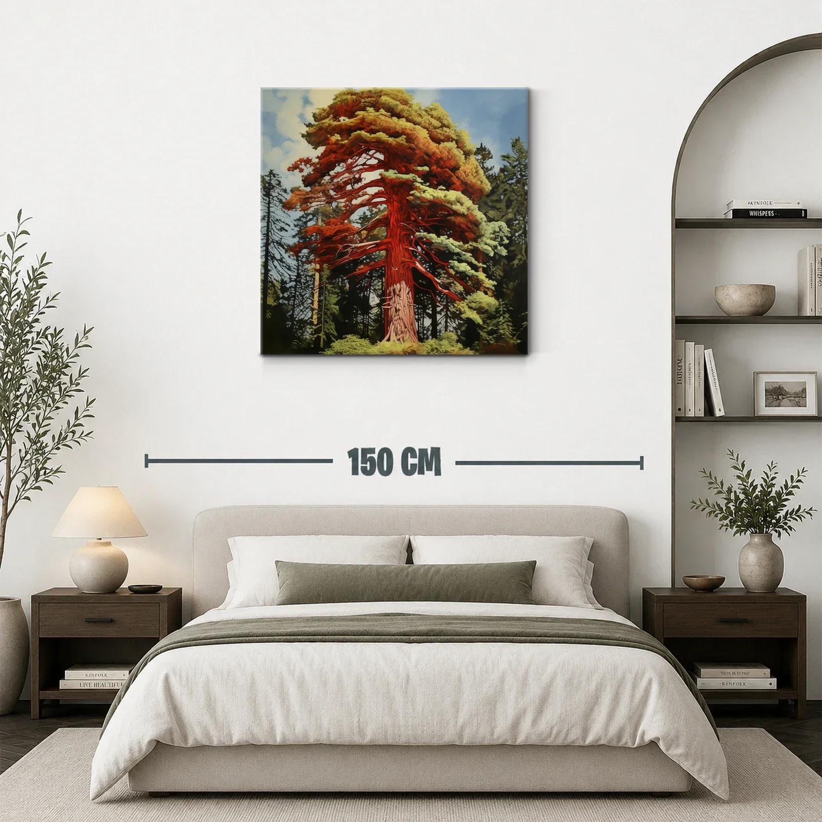 Imponente árbol rojo en bosque natural vibrante — miniatura 3