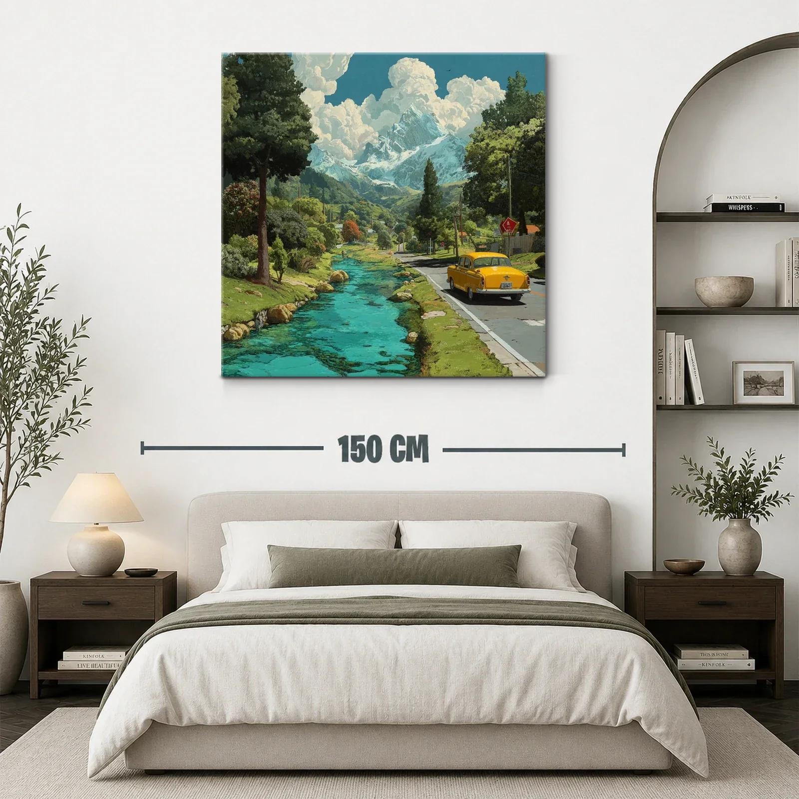 Paisaje con río turquesa y montaña nevada al fondo — miniatura 3