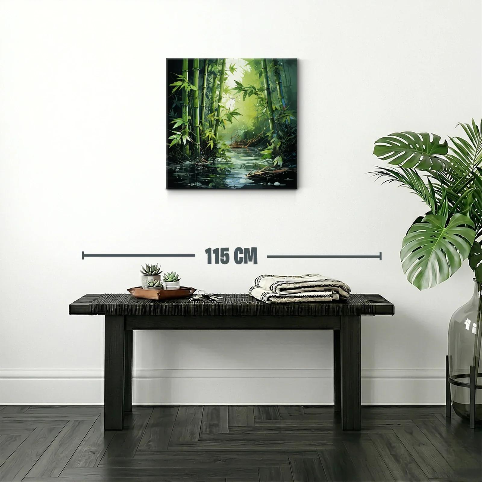 Serenidad en bosque de bambú con reflejos de agua — miniatura 2