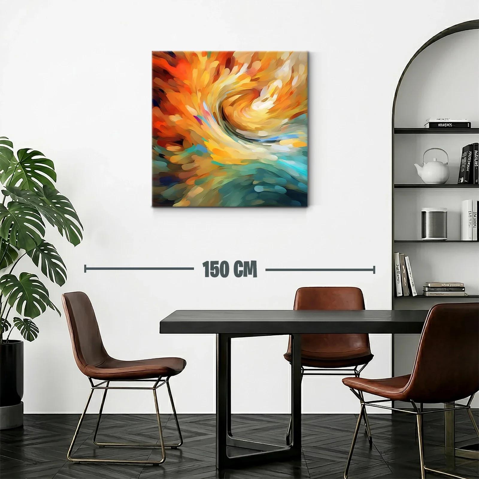 Cuadro abstracto con vibrantes tonos cálidos y fríos — miniatura 2