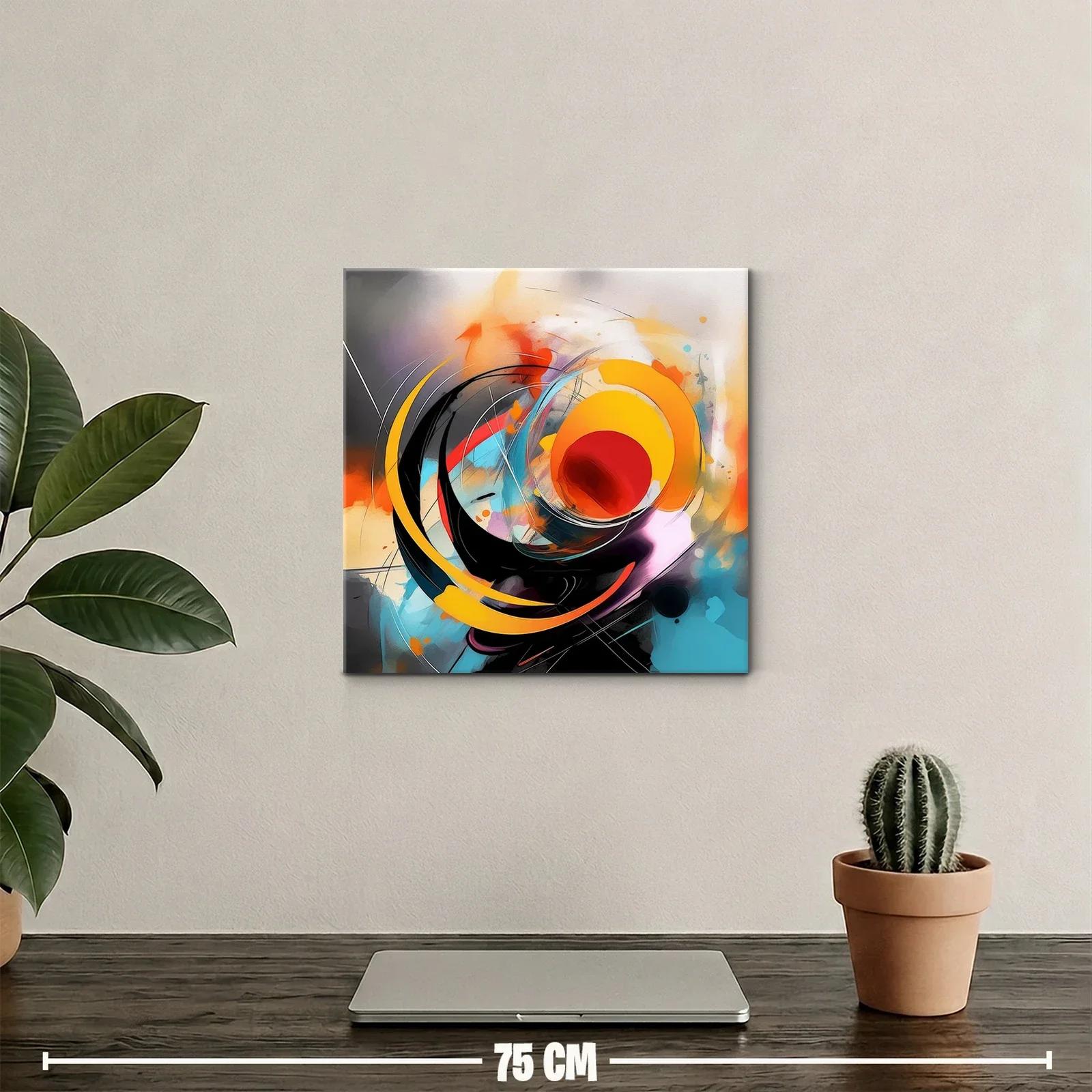 Cuadro abstracto en vibrantes tonos cálidos y fríos — miniatura 2