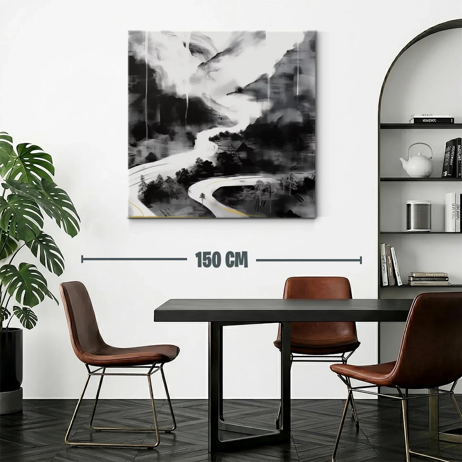 Paisaje abstracto en tonos grises con sinuoso camino — miniatura 2