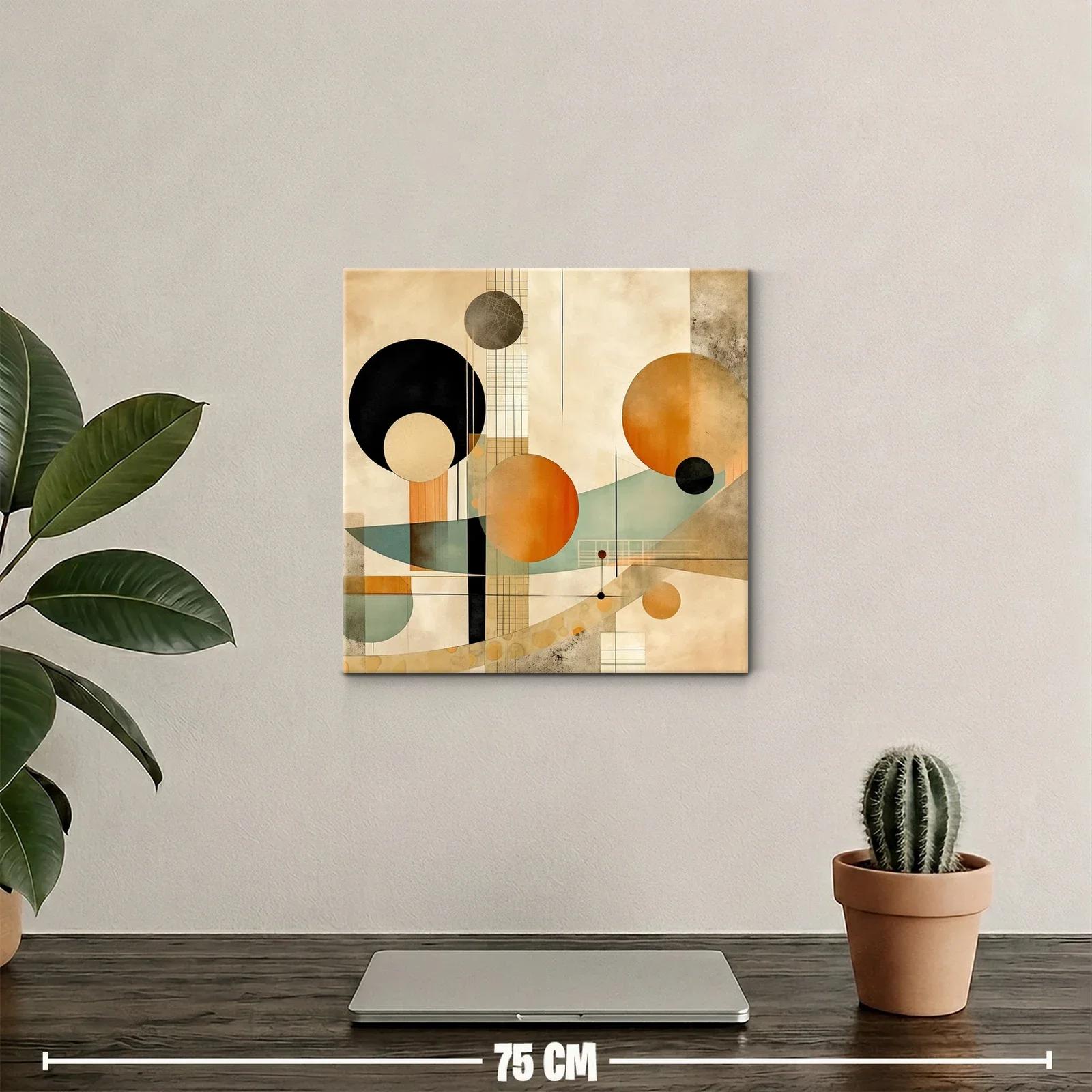 Arte abstracto con formas circulares en tonos cálidos y neutros — miniatura 2