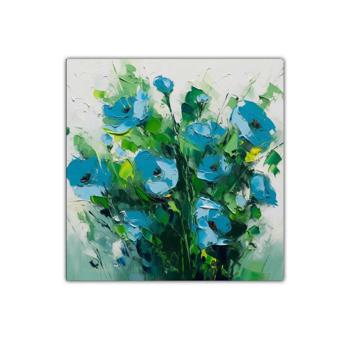 Cuadro decorativo flores azules vibrantes y frescura natural — imagen principal