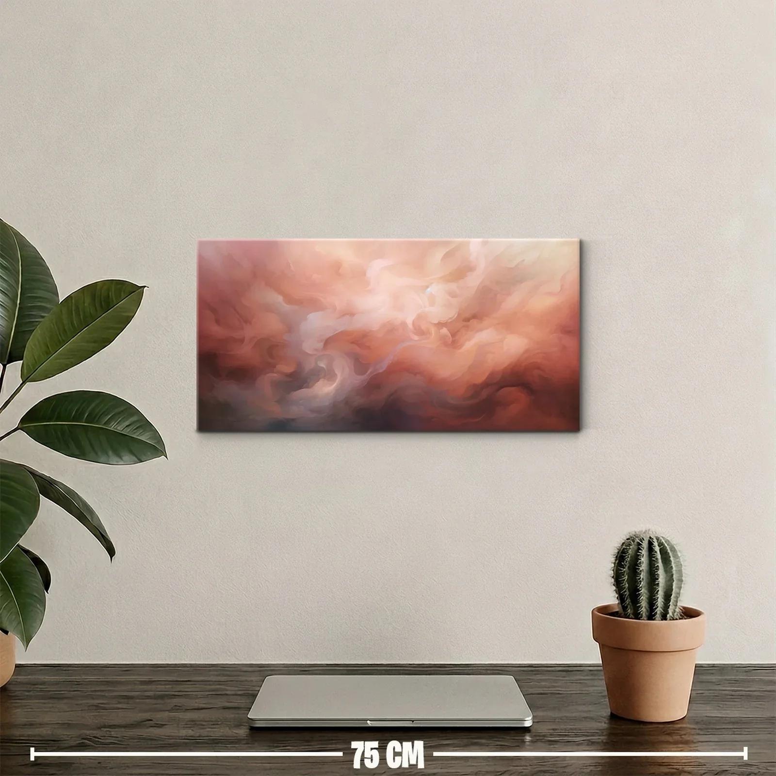 Cuadro nubes rosadas y pinceladas fluidas — miniatura 2