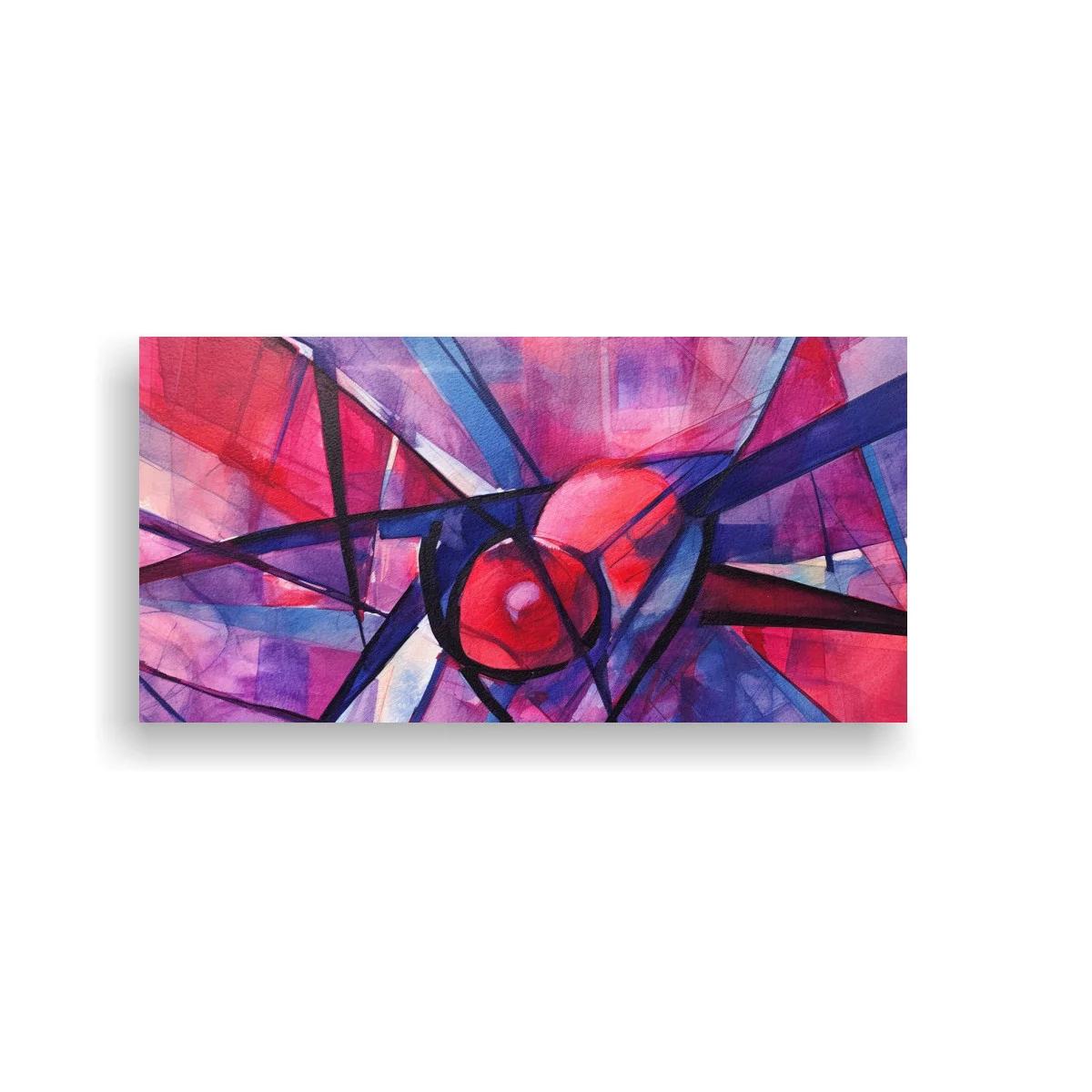 Cuadro composición geométrica abstracta con esfera roja — imagen principal