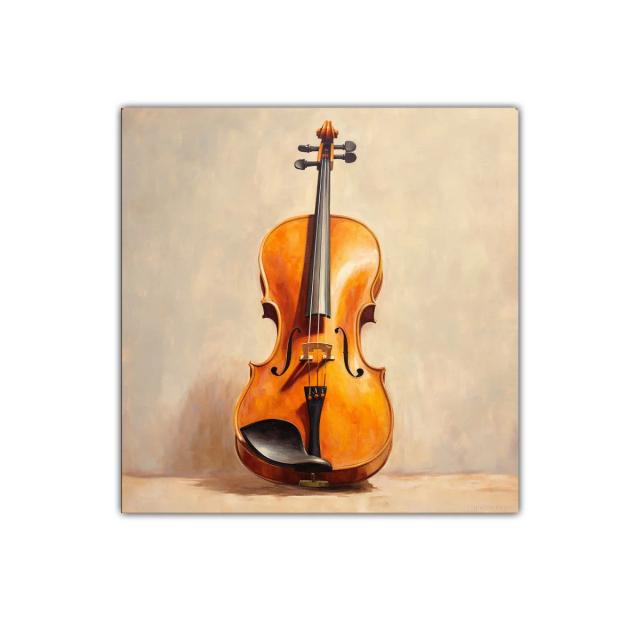 Cuadro decorativo vertical con violonchelo en tonos cálidos