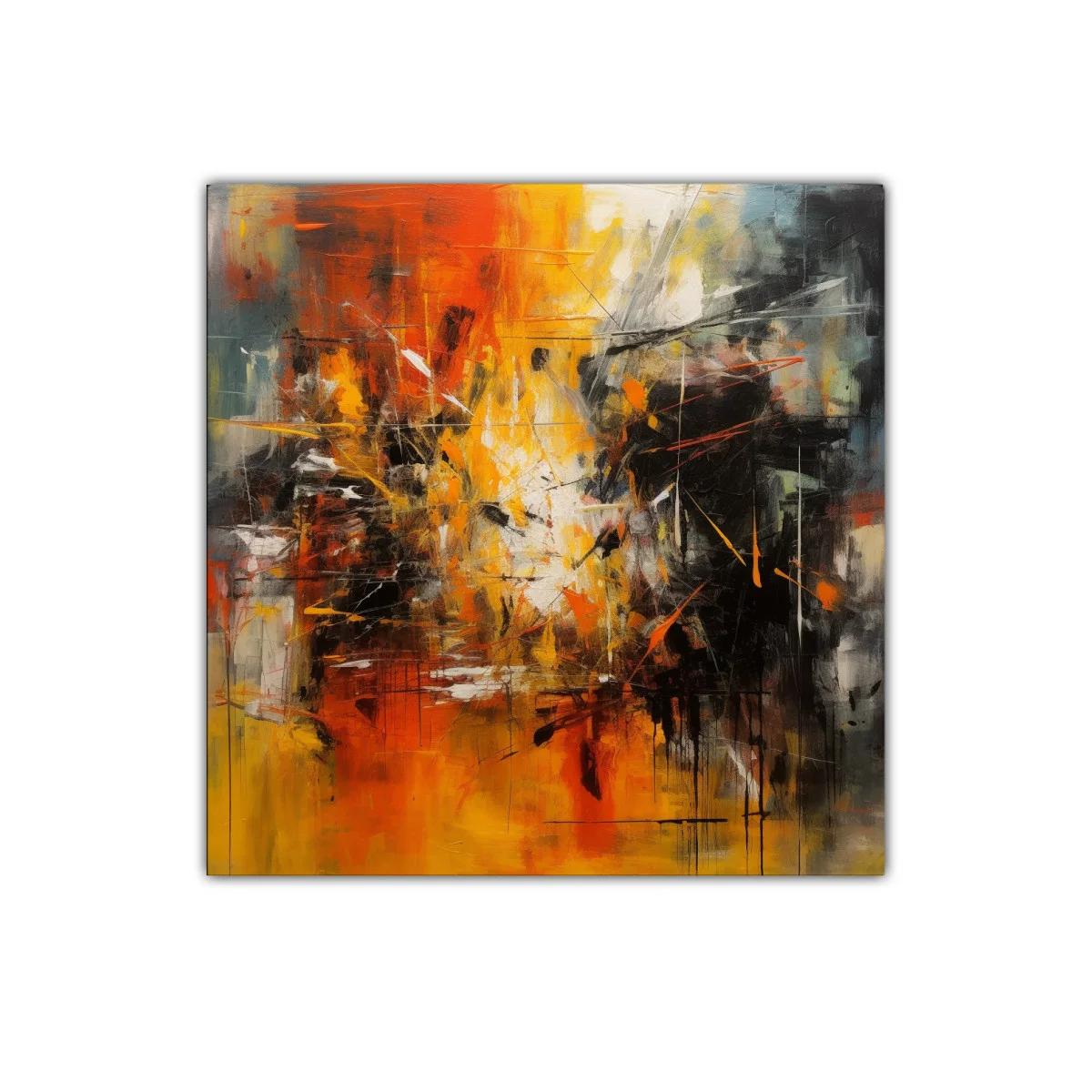 Cuadro abstracto con vibrante explosión de tonos cálidos