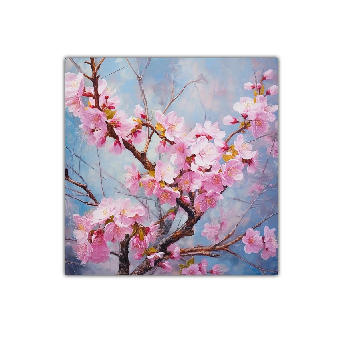 Rama florida de flores rosadas en cielo azul claro — imagen principal