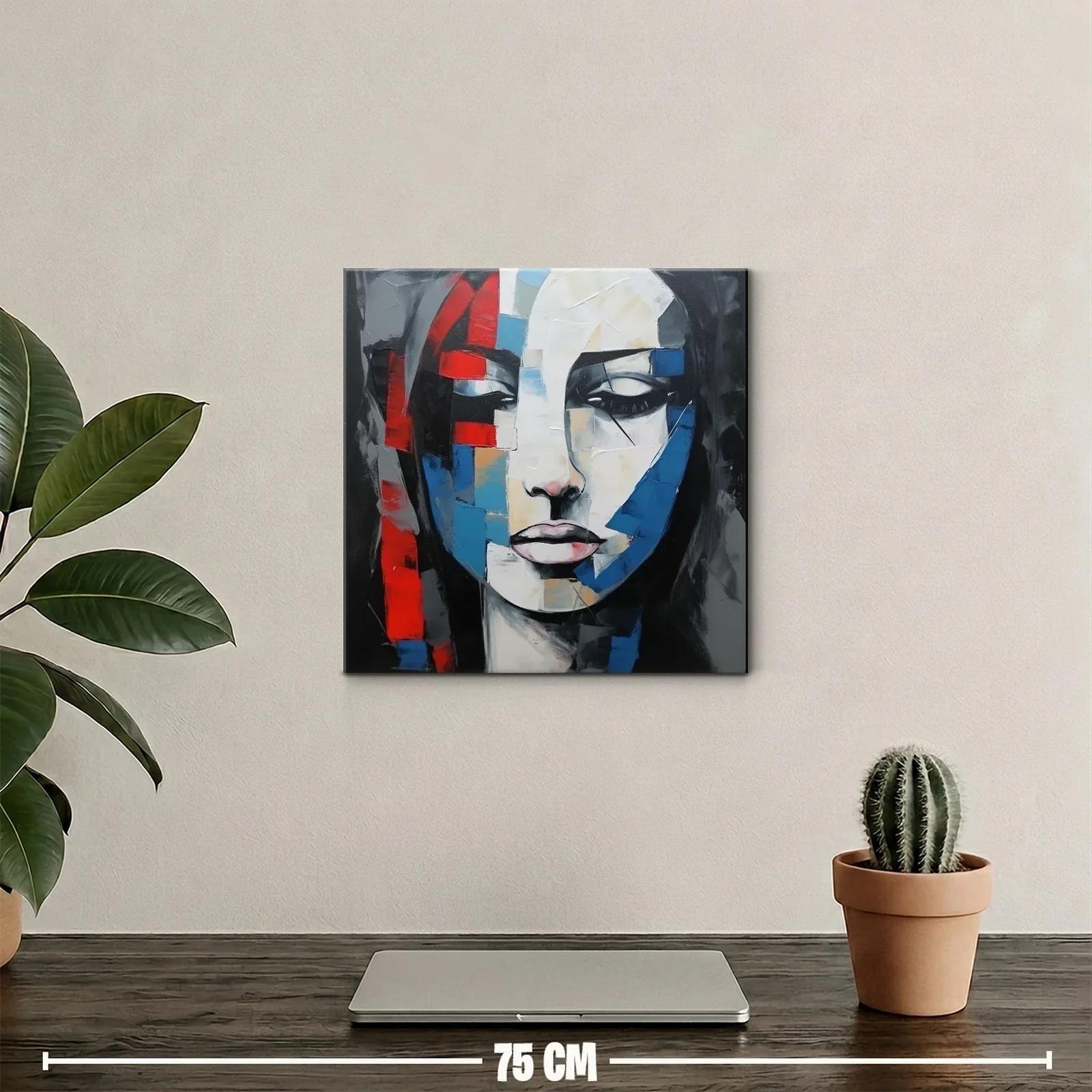 Retrato abstracto vibrante con toques rojos y azules — miniatura 2