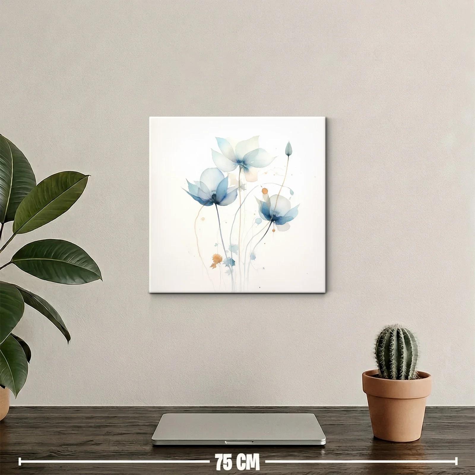 Cuadro floral con tonos suaves en azul y beige — miniatura 2
