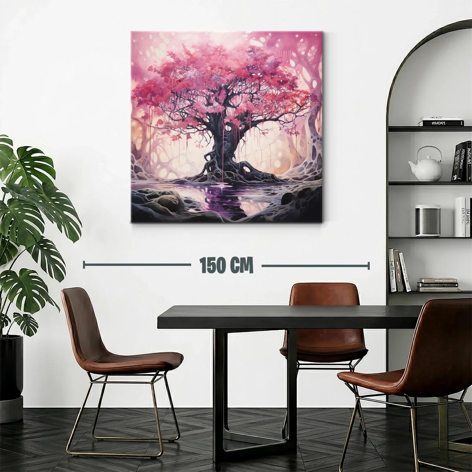 Árbol mágico con follaje rosa en paisaje onírico — miniatura 2