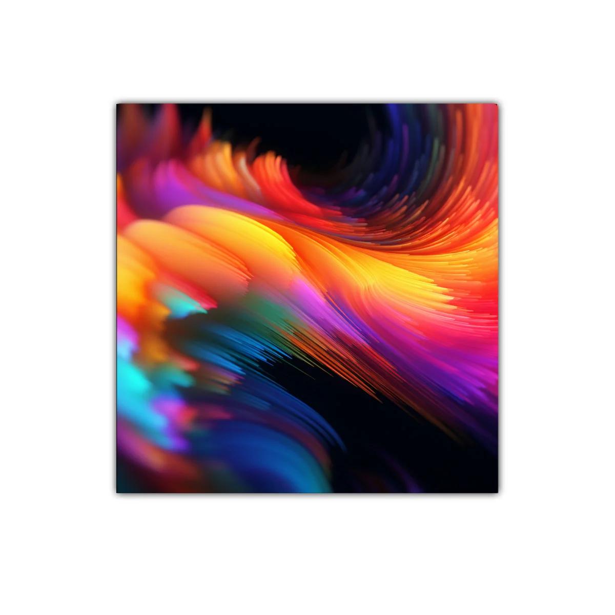 Cuadro abstracto en vibrantes tonos cálidos y fríos