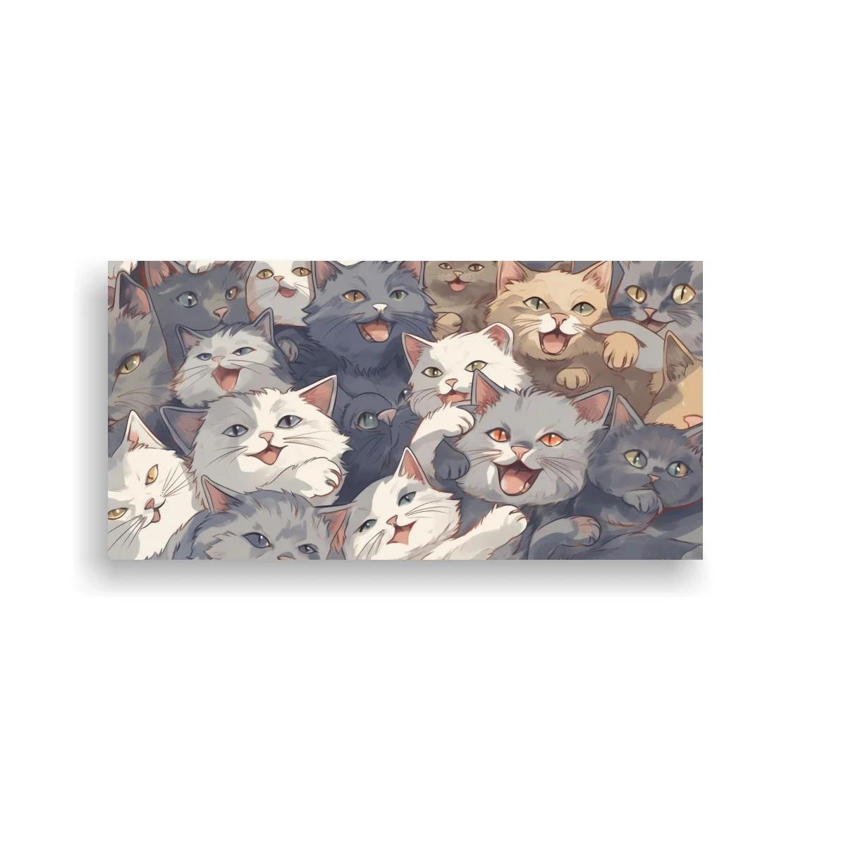 Cuadro grupo de gatos con rostros superpuestos