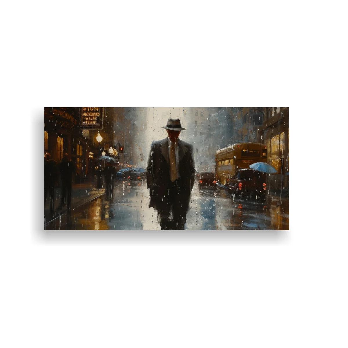 Cuadro hombre con sombrero bajo la lluvia — imagen principal