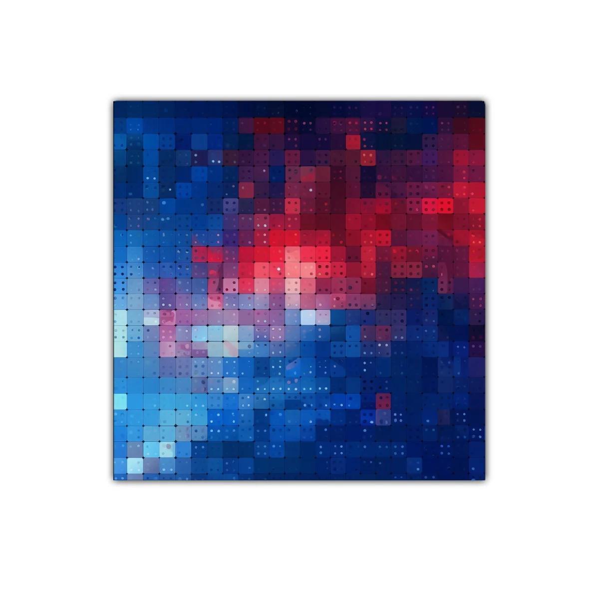 Composición abstracta en tonos azules y rojos vibrantes — imagen principal
