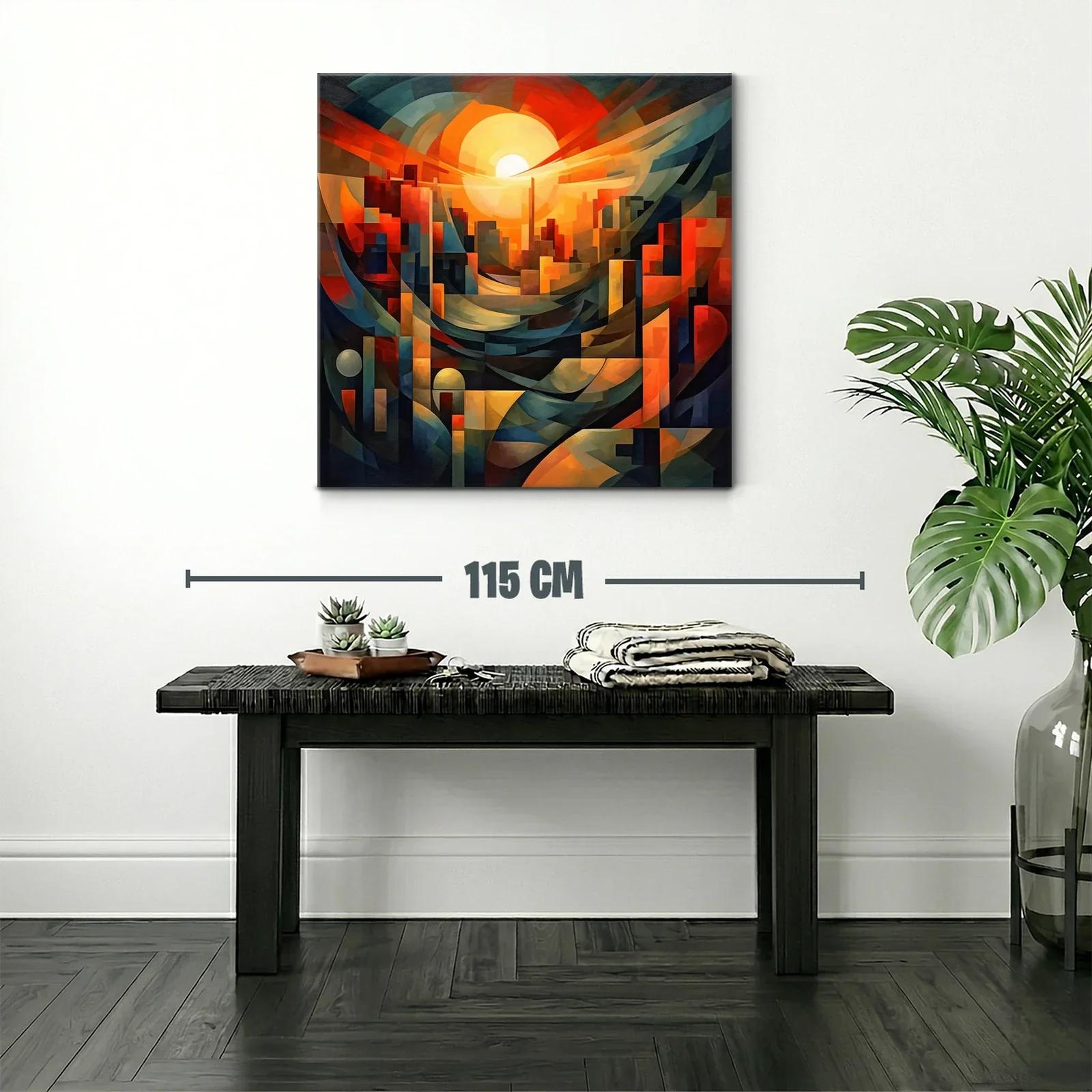 Atardecer abstracto con arquitectura geométrica vibrante — miniatura 2