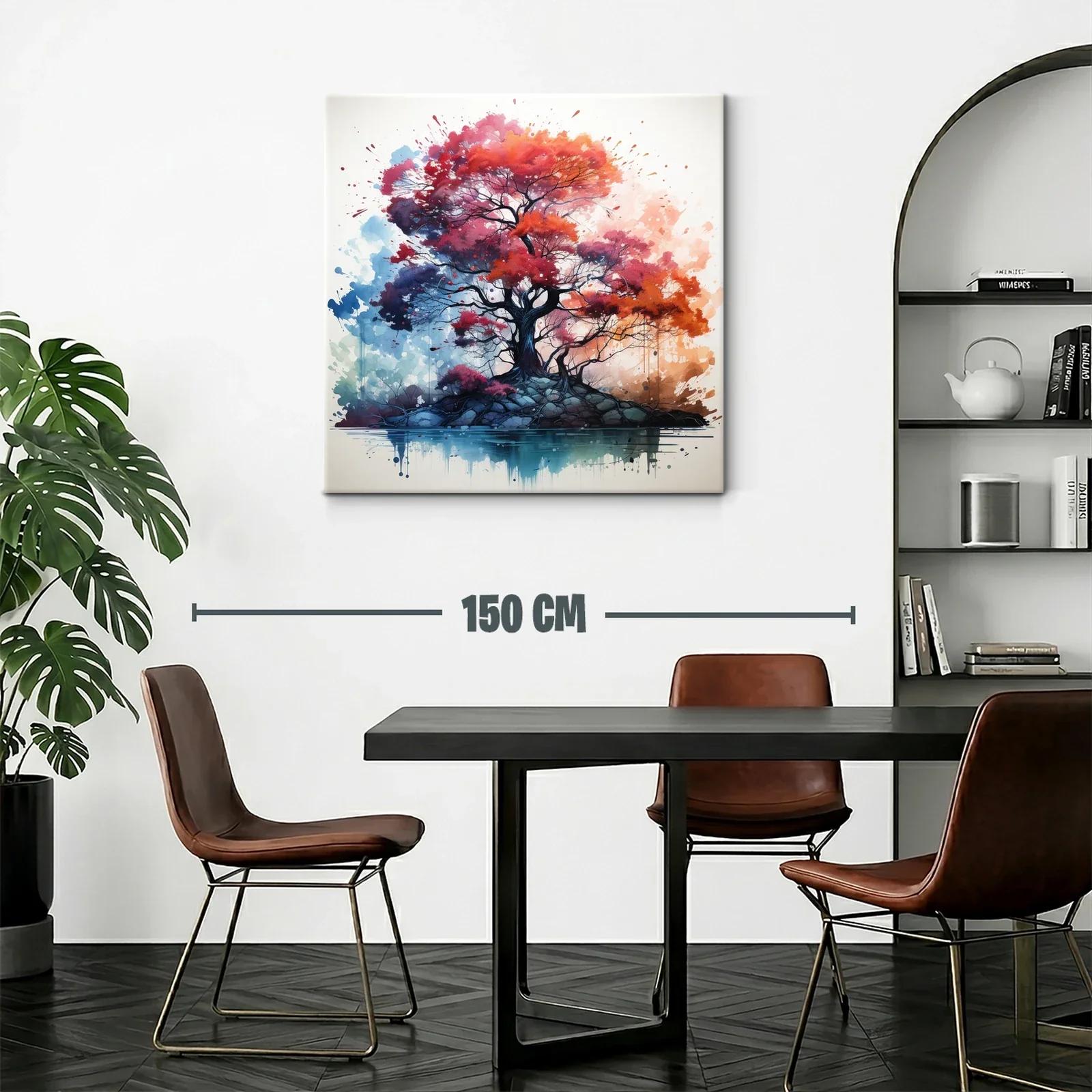 Árbol vibrante en tonos cálidos sobre lago sereno — miniatura 2