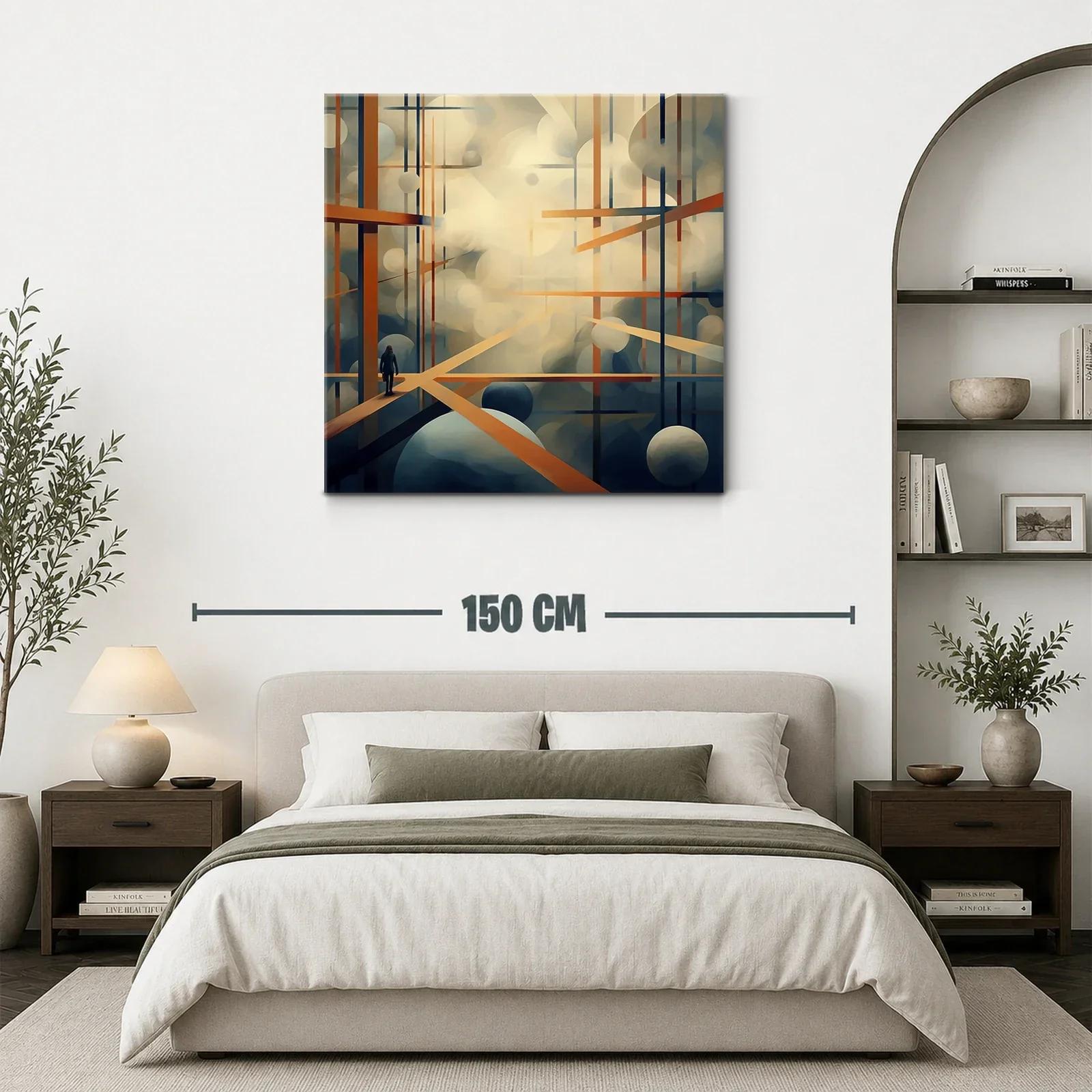 Composición abstracta con líneas y esferas en tonos cálidos — miniatura 3