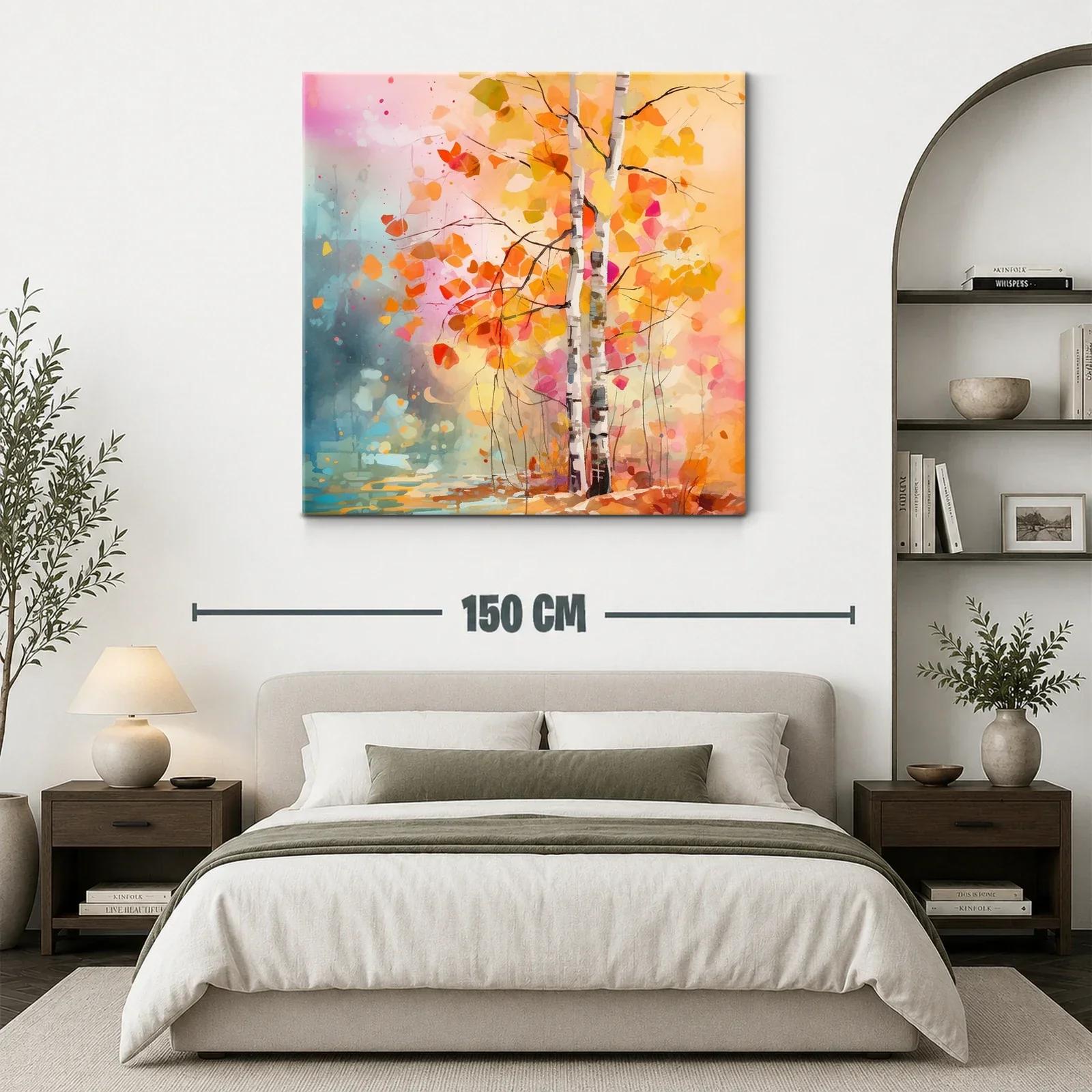 Bosque otoñal con troncos blancos y hojas cálidas — miniatura 3