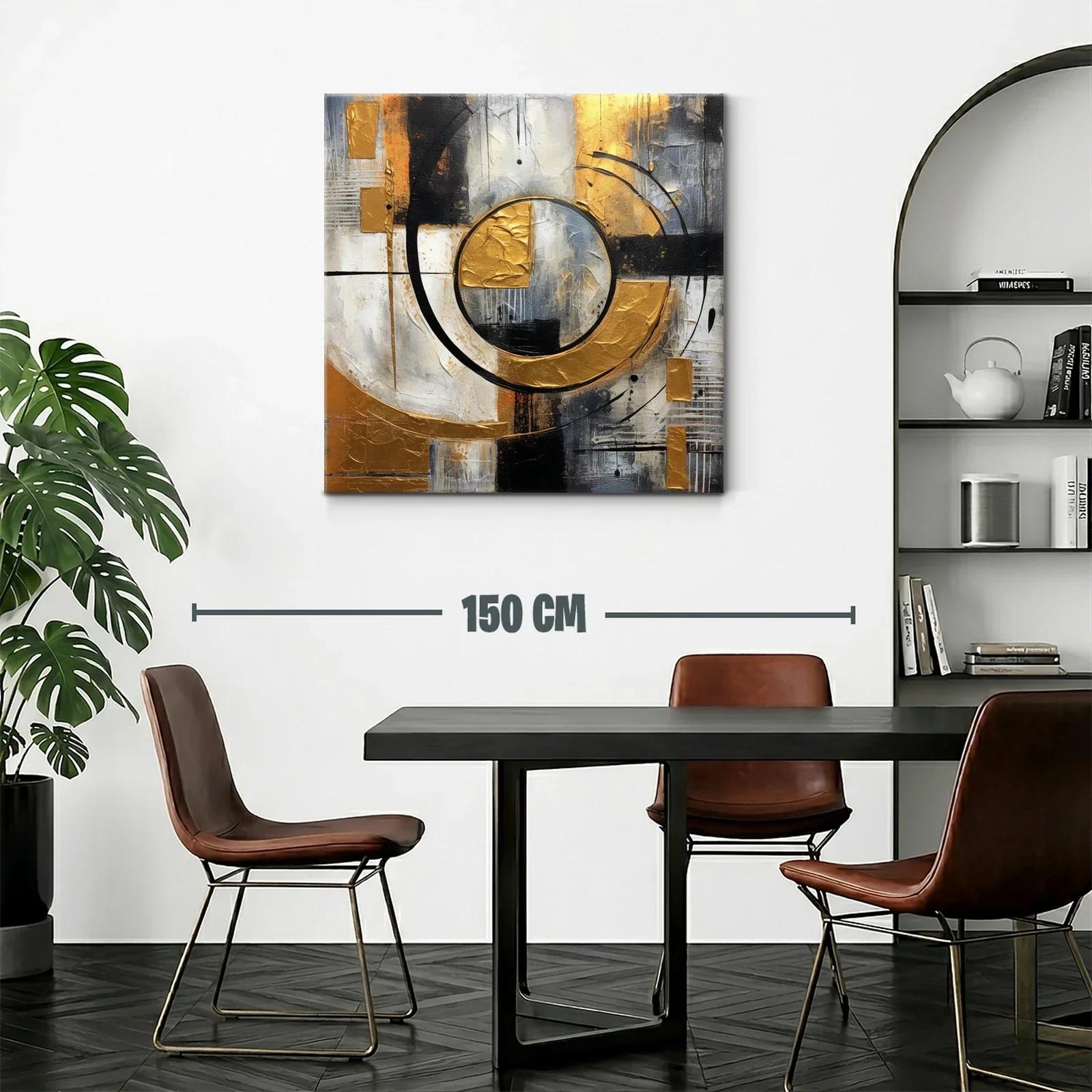 Composición abstracta con círculos y tonos dorados — miniatura 2