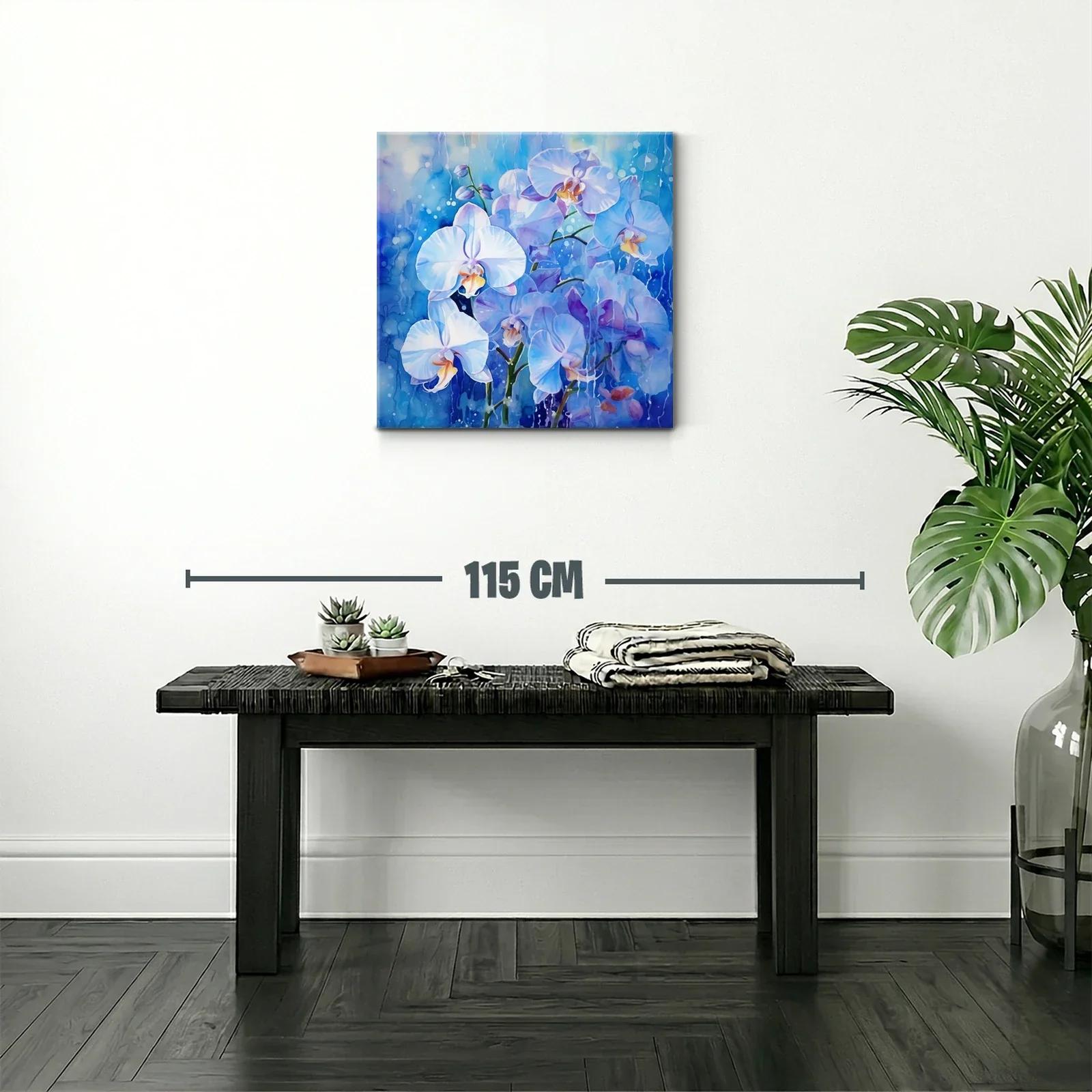 Orquídeas blancas sobre fondo azul vibrante — miniatura 2