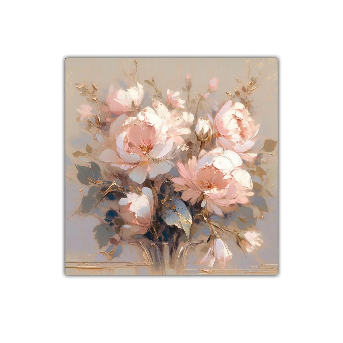 Cuadro decorativo con ramo de flores en tonos pasteles