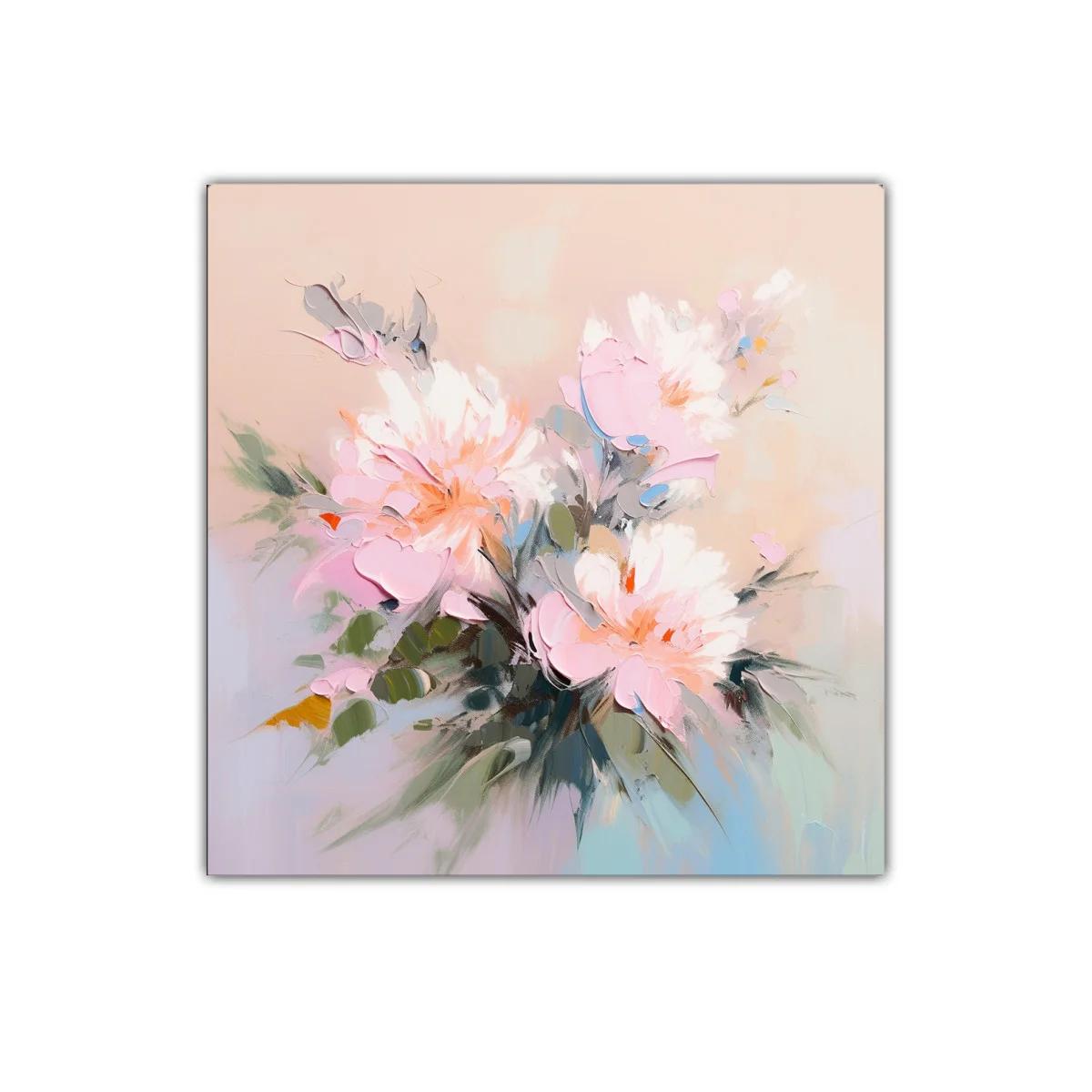 Cuadro floral con tonos pastel y pinceladas suaves
