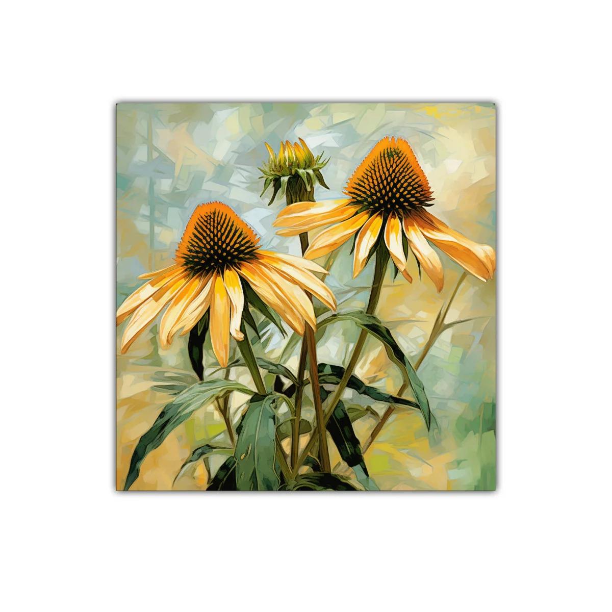 Cuadro decorativo con flores amarillas en tonos cálidos