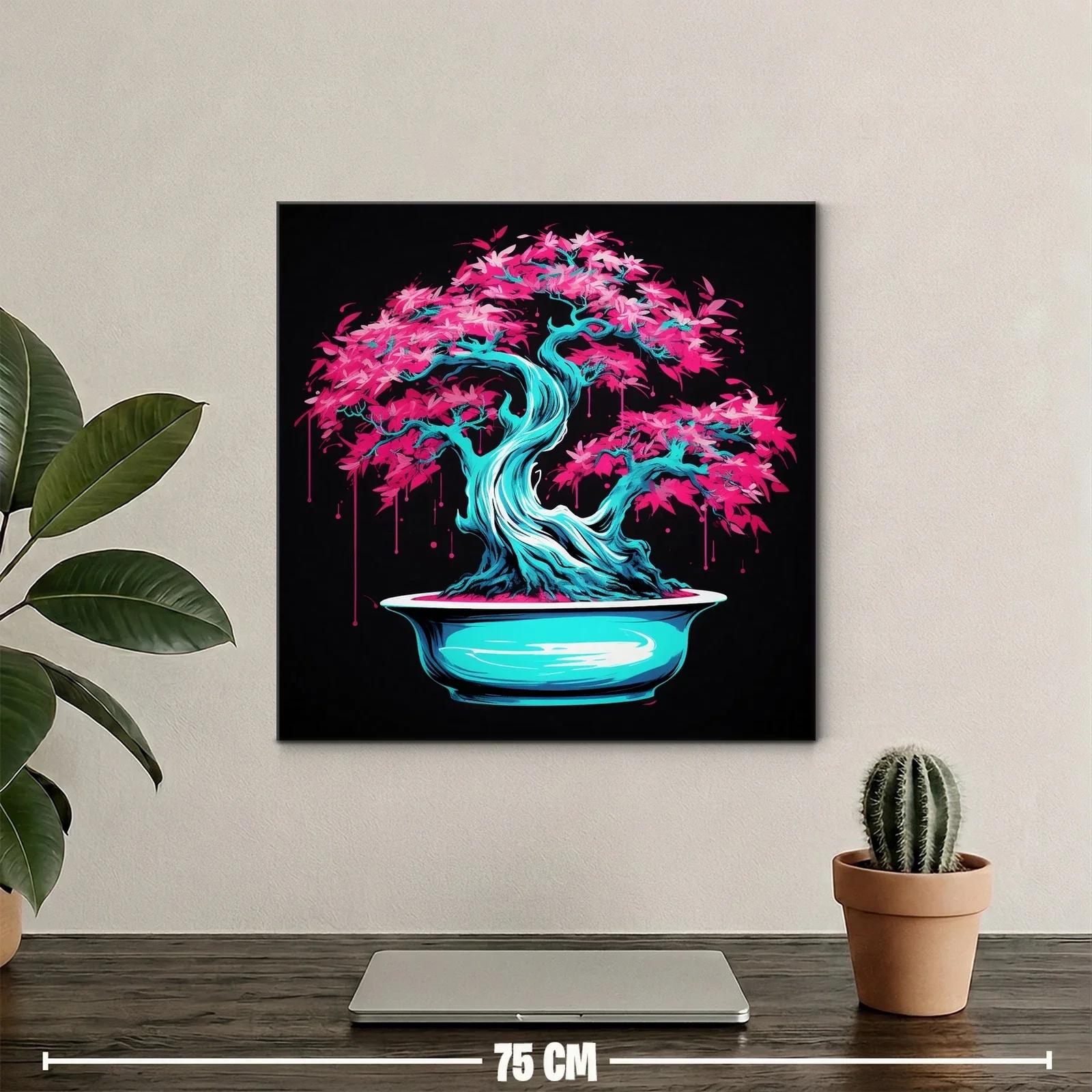 Árbol bonsái vibrante con tonos azul y rosa eléctrico — miniatura 2