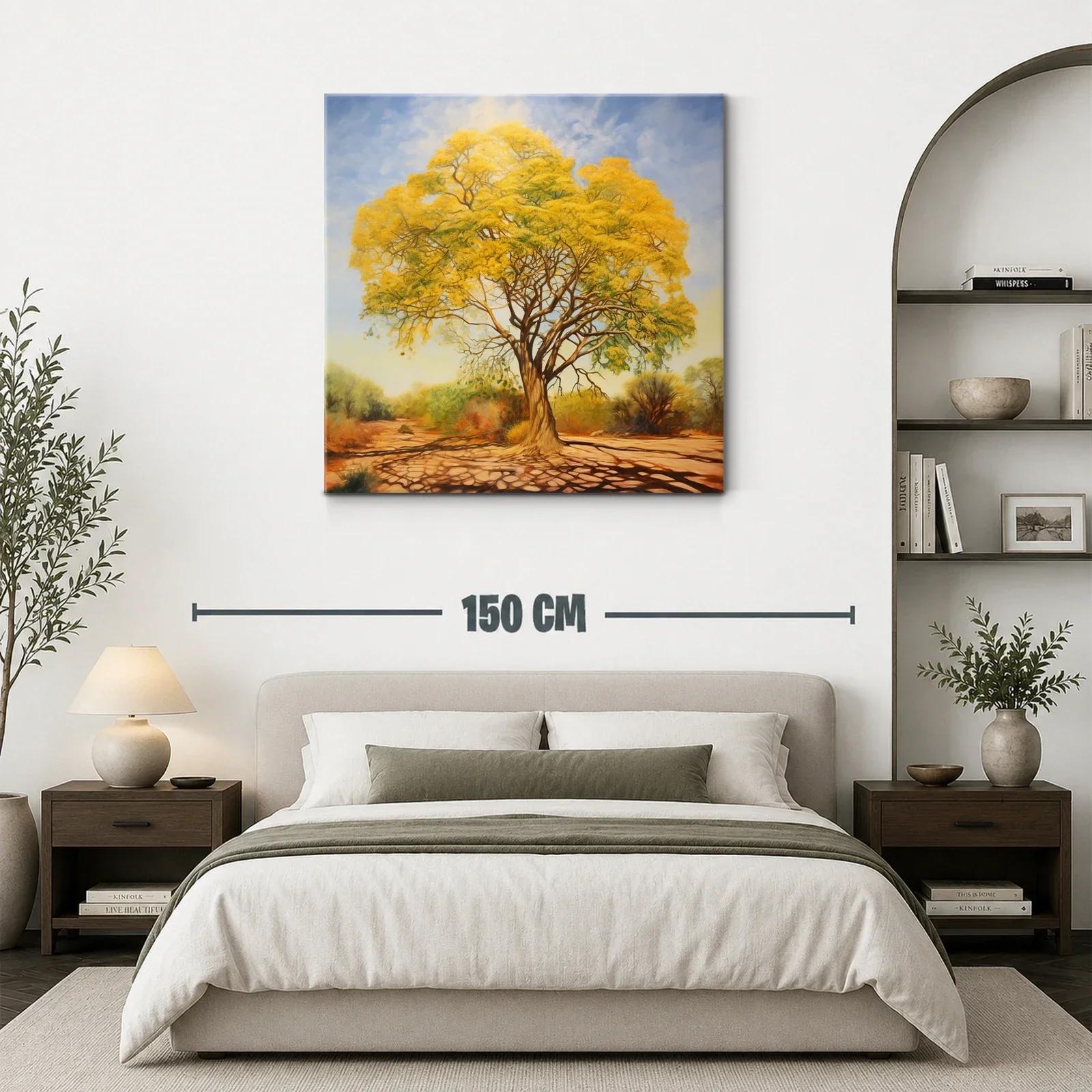 Árbol Dorado en Paisaje de Luz y Sombra Cálida — miniatura 3