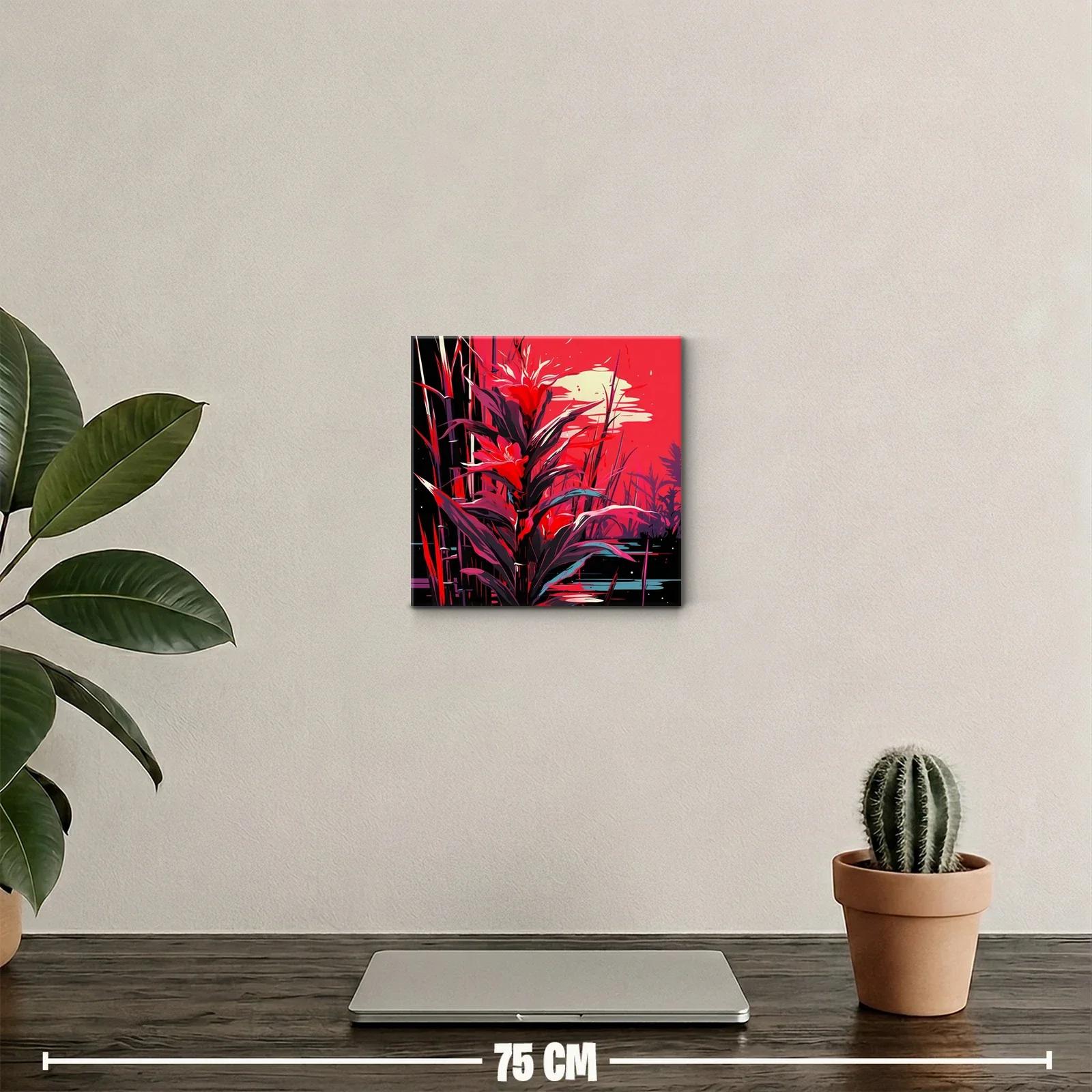 Cuadro vibrante de flora exótica en tonos rojos intensos — miniatura 2