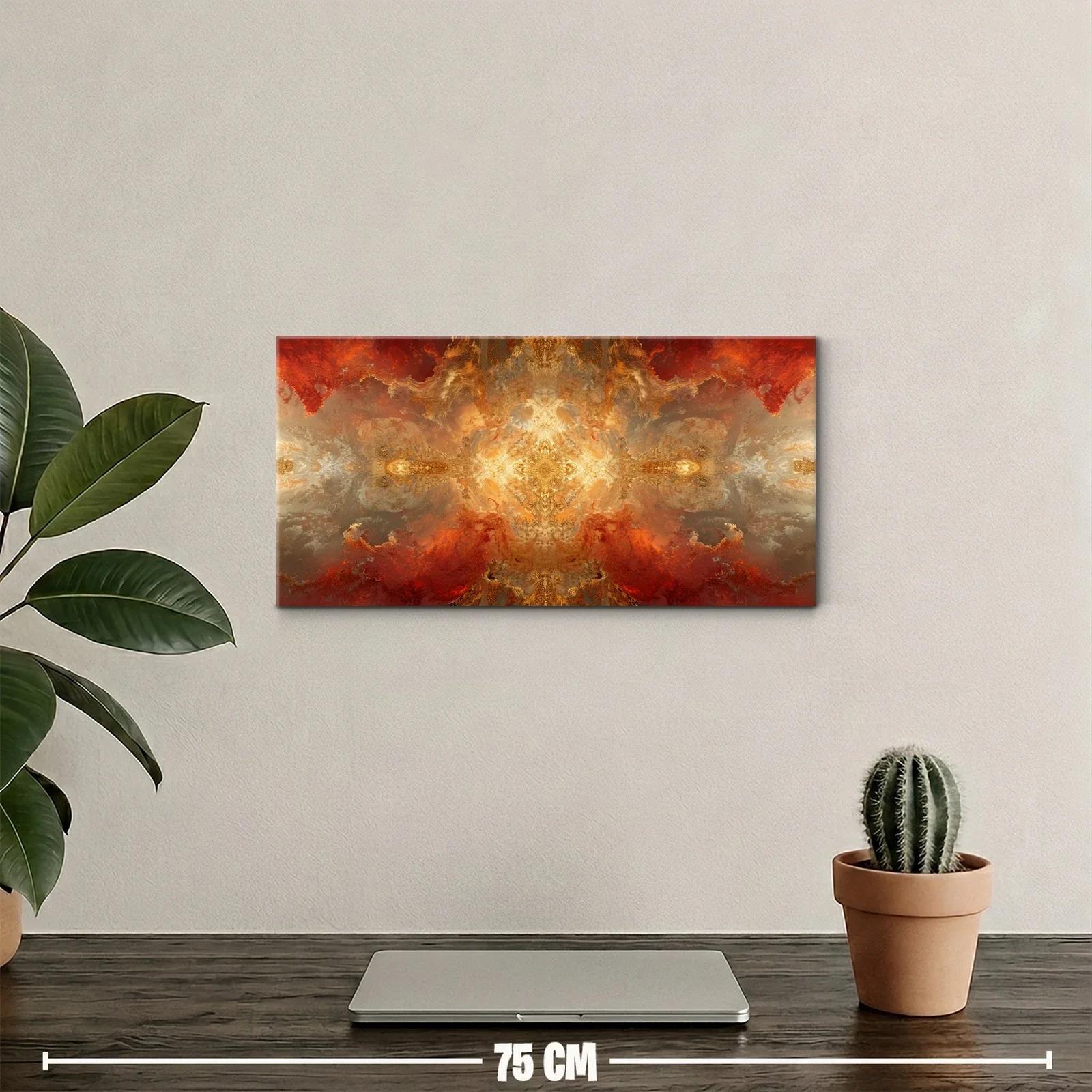 Cuadro mandala luminosa con núcleo brillante y tonos ámbar — miniatura 2