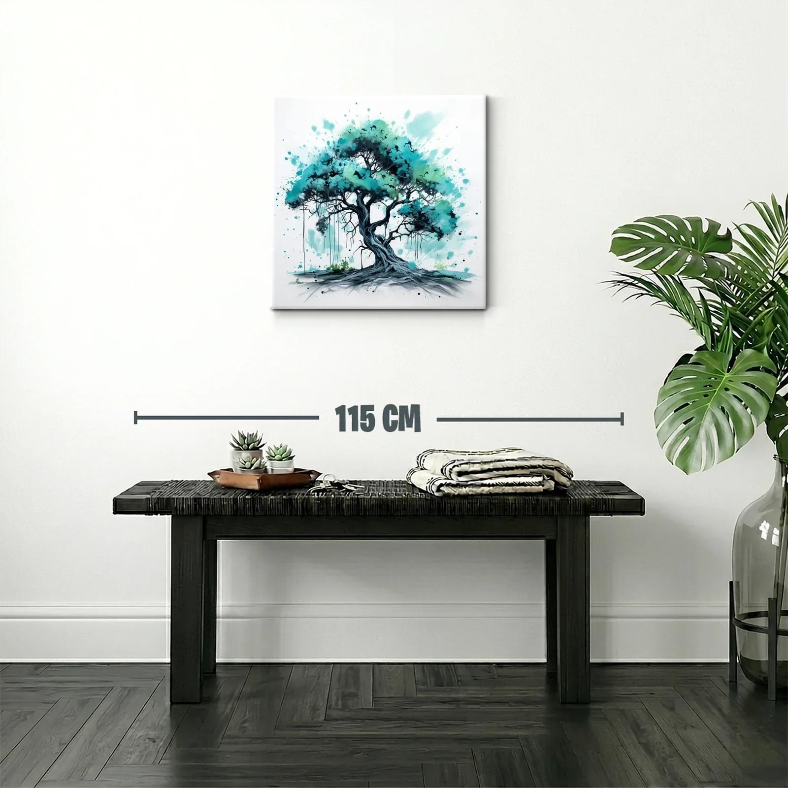 Árbol en tonos verdes y azules con estilo artístico moderno — miniatura 2