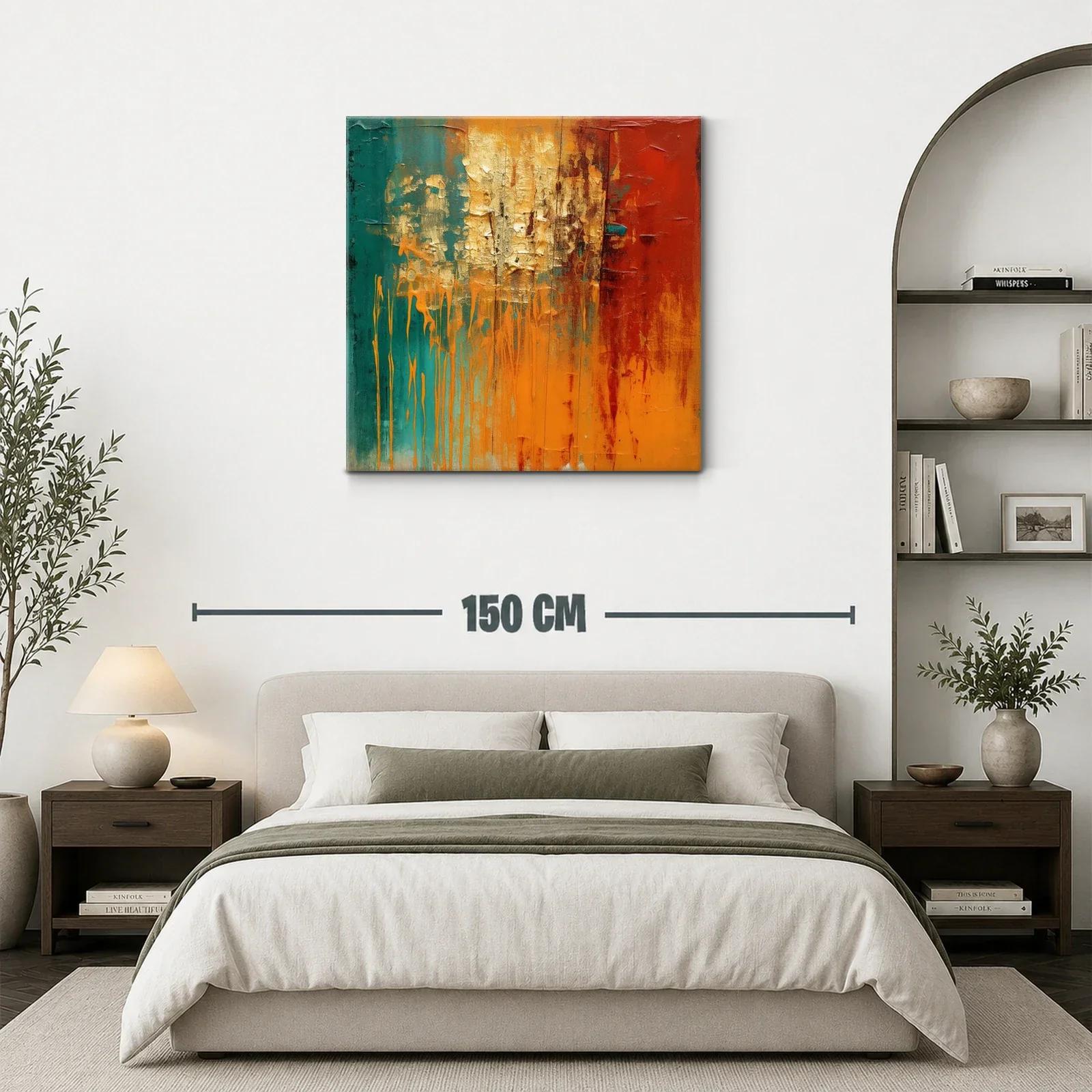 Cuadro abstracto con tonos cálidos y texturas fuertes — miniatura 3