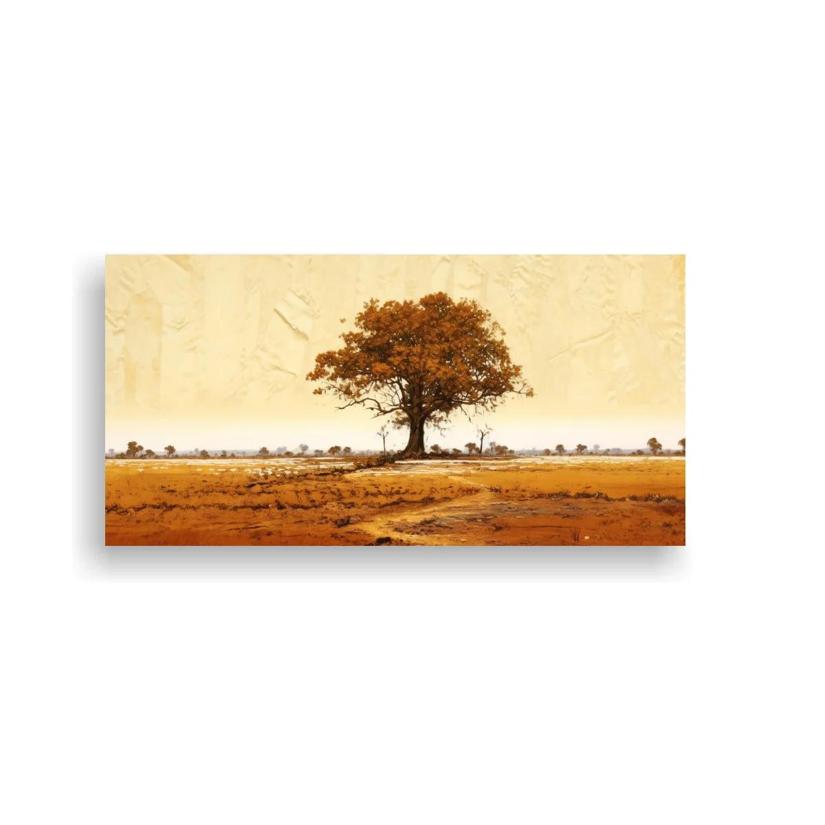 Cuadro árbol solitario en llanura abierta