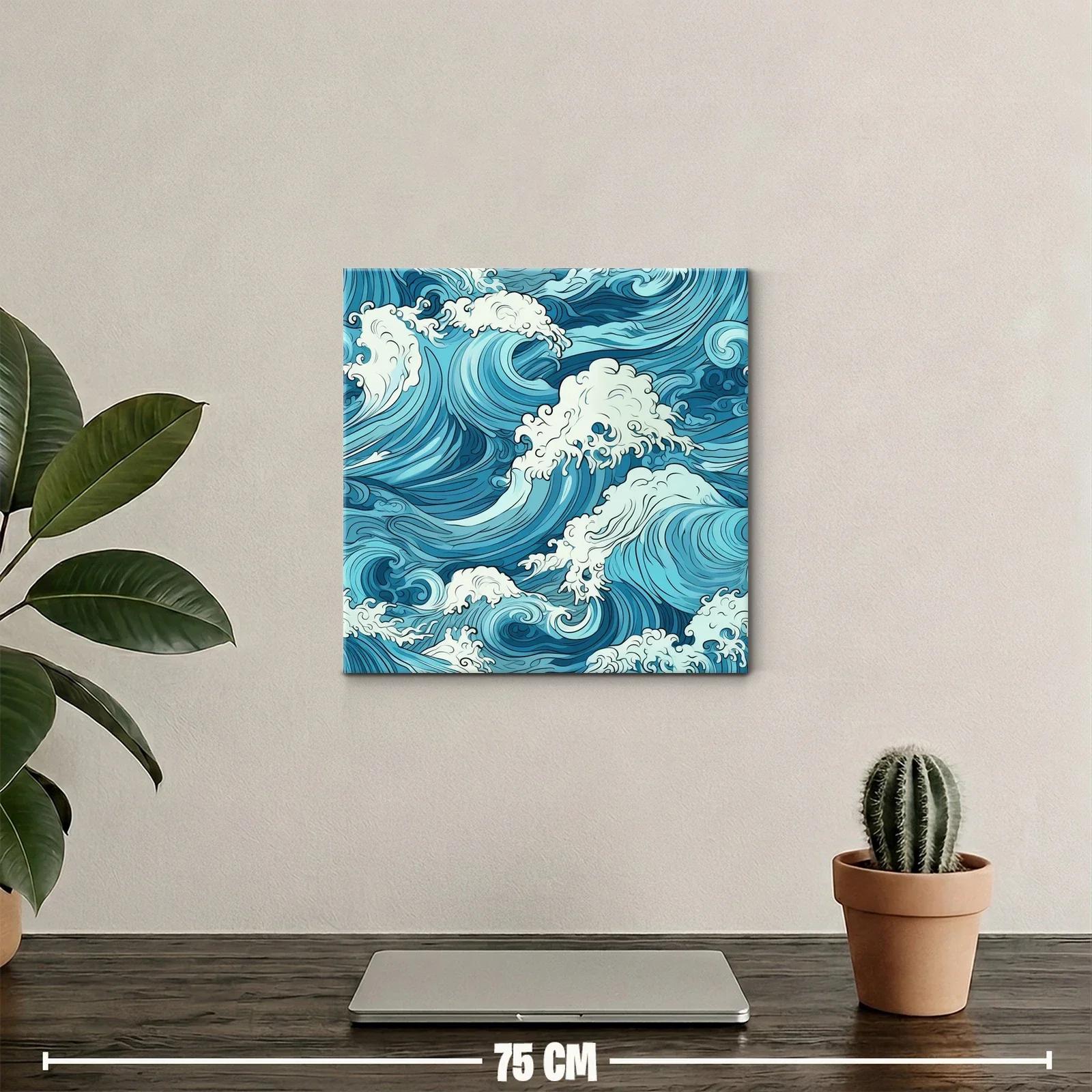 Impresionante obra con olas azules y espuma marina — miniatura 2