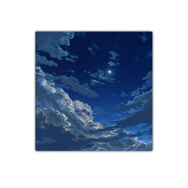 Cielo nocturno estrellado con nubes iluminadas por la luna