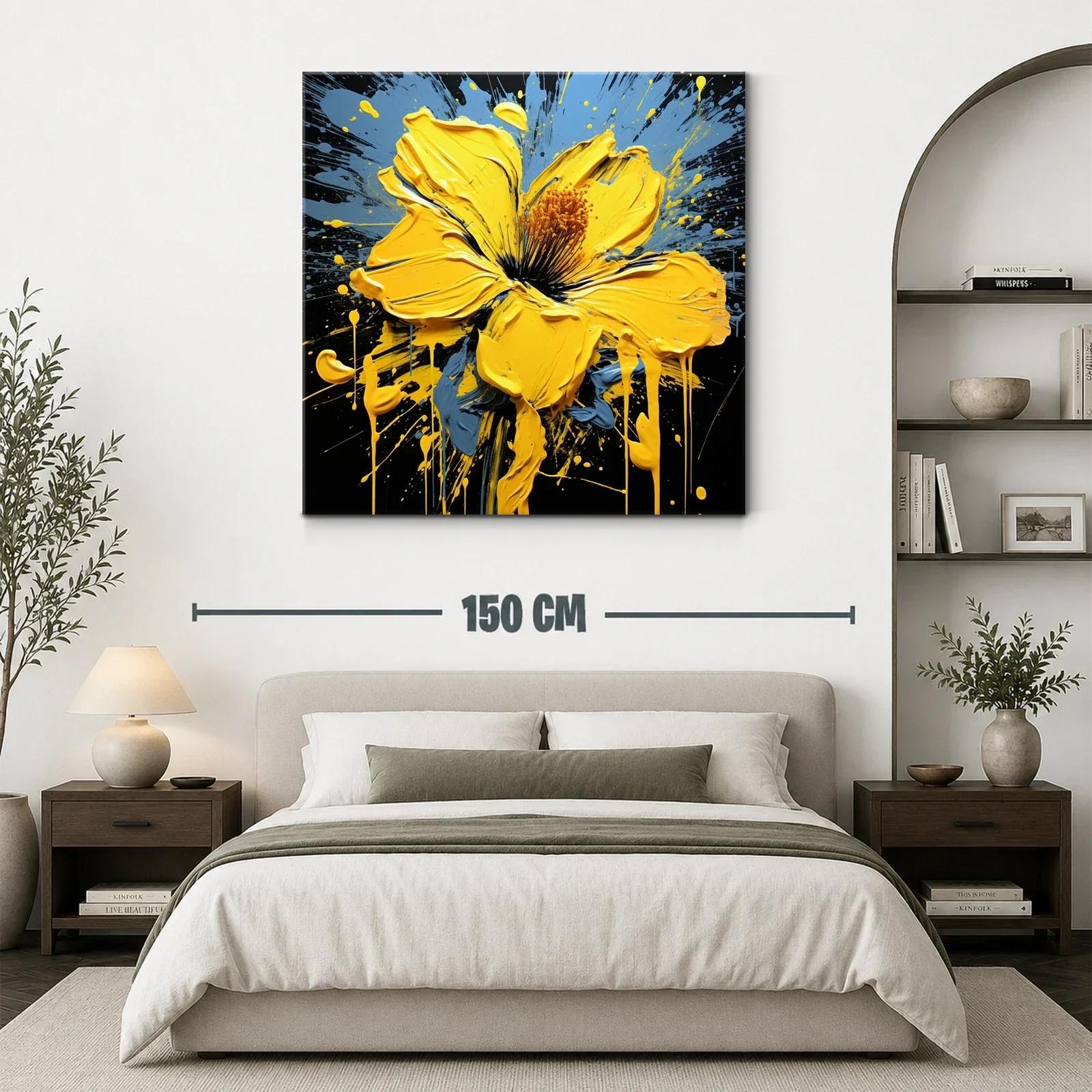 Flor explosiva en amarillo vibrante con toques azulados — miniatura 3