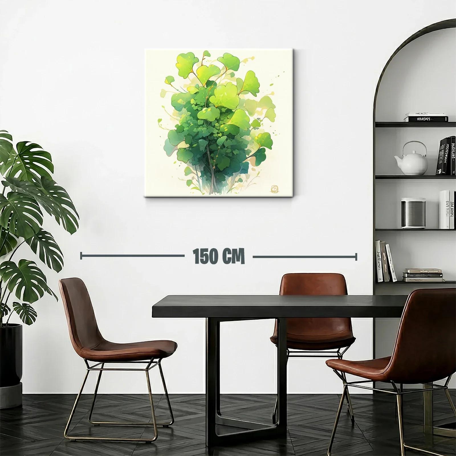 Cuadro con diseño de hojas verdes en tonos vibrantes — miniatura 2