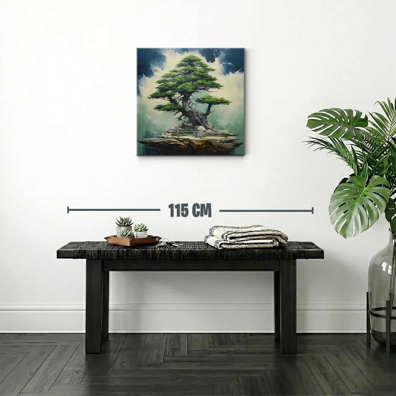 Árbol majestuoso sobre piedra con tonos verdes y azules — miniatura 2