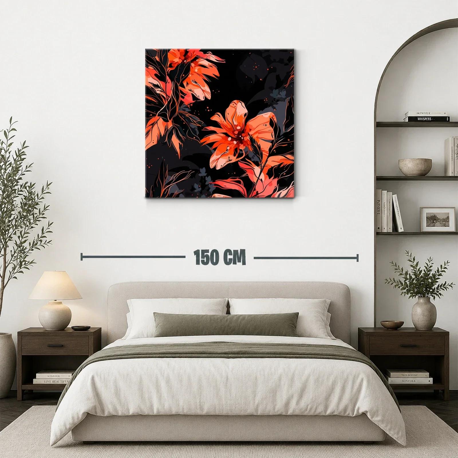 Flores vibrantes en tonos cálidos sobre fondo oscuro — miniatura 3