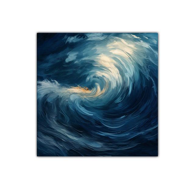 Espiral de Olas en Tonos Azul Profundo y Crema