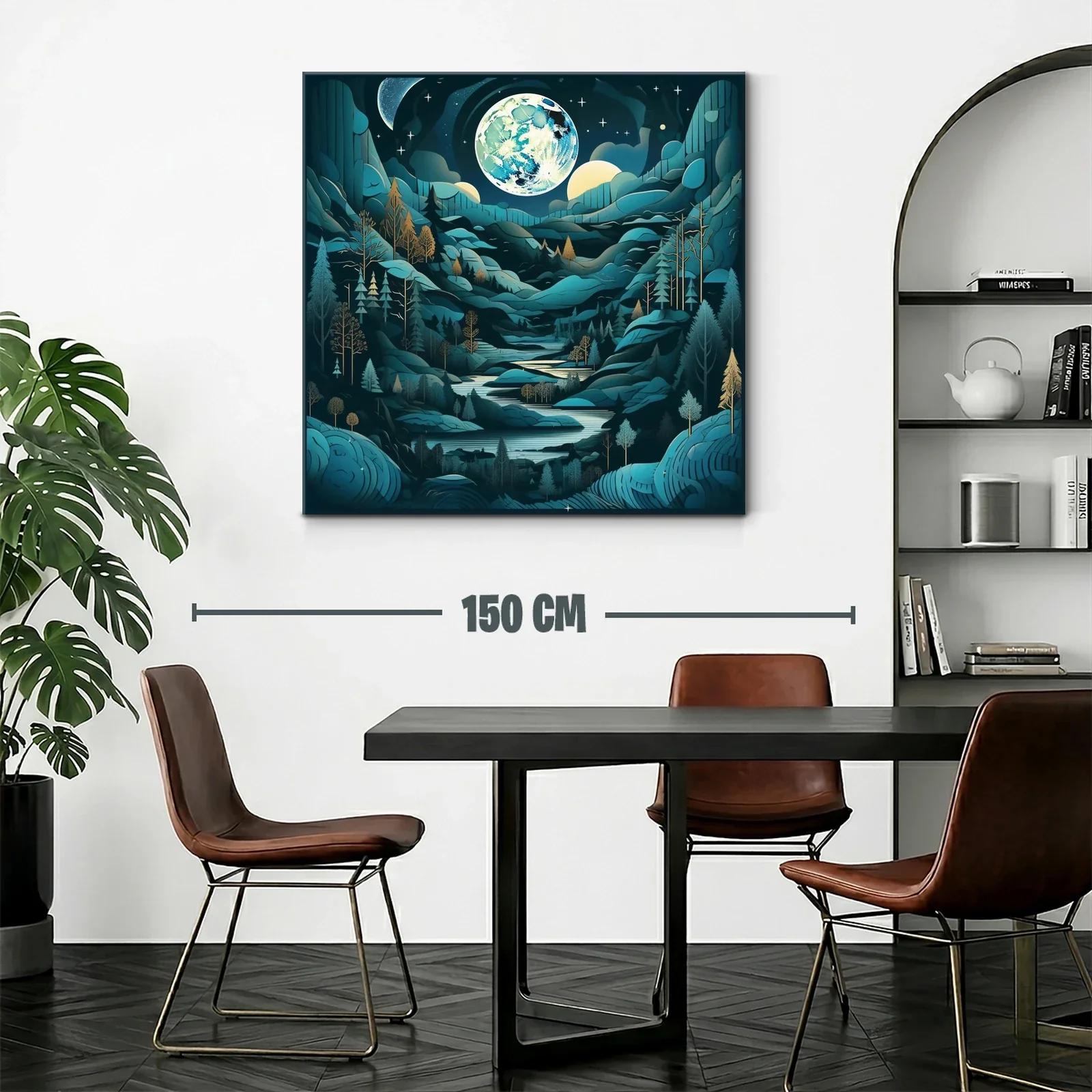 Paisaje nocturno con efecto de luna llena brillante — miniatura 2