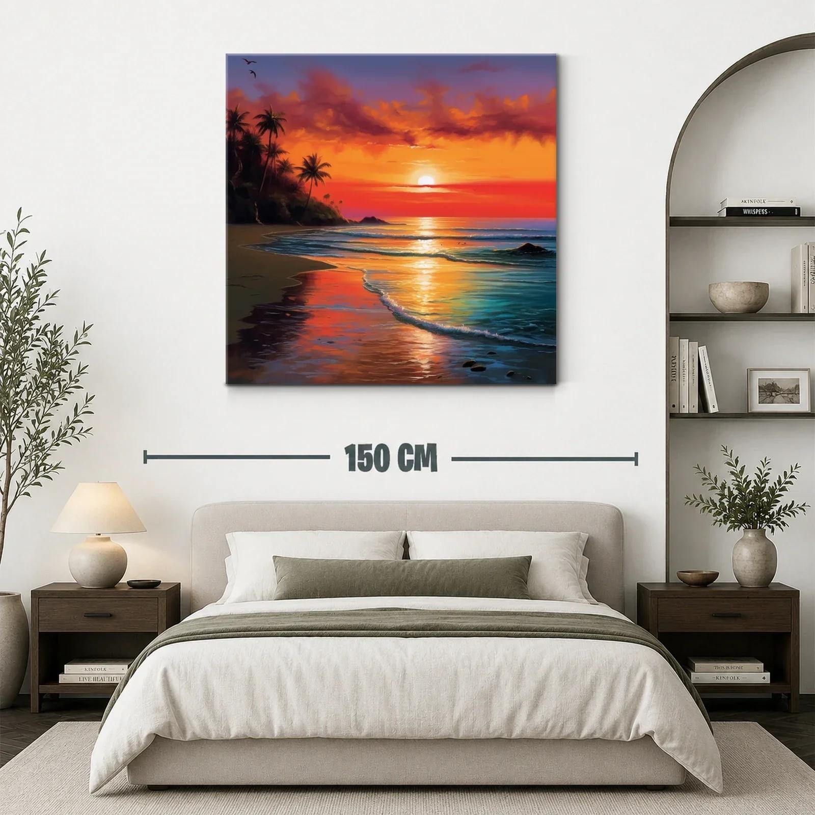 Atardecer tropical con palmeras y reflejos vibrantes en el mar — miniatura 3